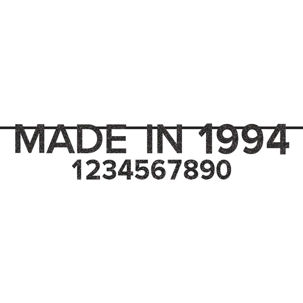Hello Thirty "Made In" Glitter Banner