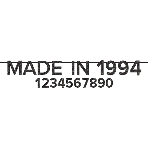 Hello Thirty "Made In" Glitter Banner