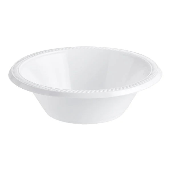 White plastic bowl on a white background