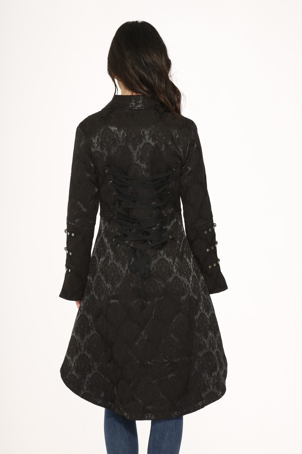 Women's Black Brocade Coat
