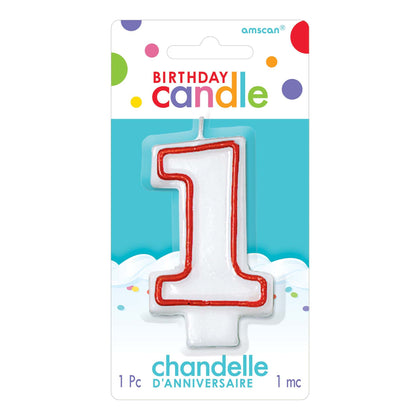 Red/White Flat Molded #1 Candle