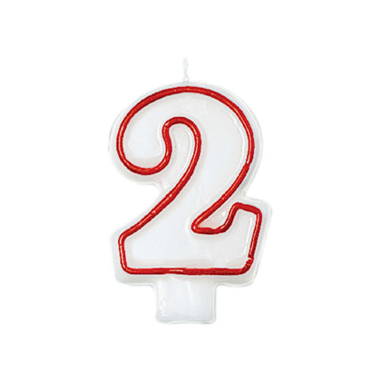 Red/White Flat Molded #2 Candle