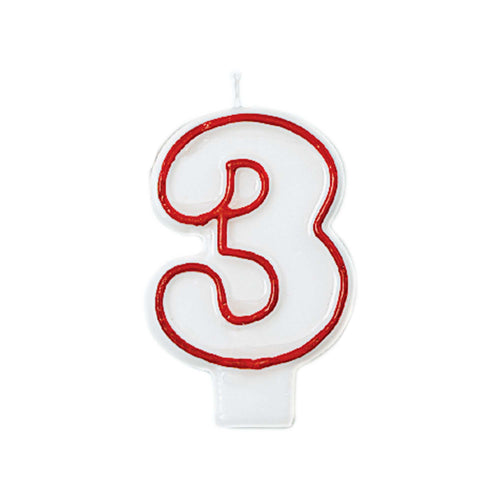 Red/White Flat Molded #3 Candle