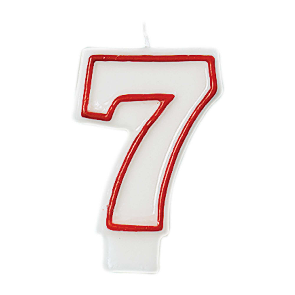 Red/White Flat Molded #7 Candle