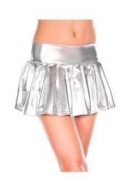 Silver High Waisted Pleated Skirt | One Size