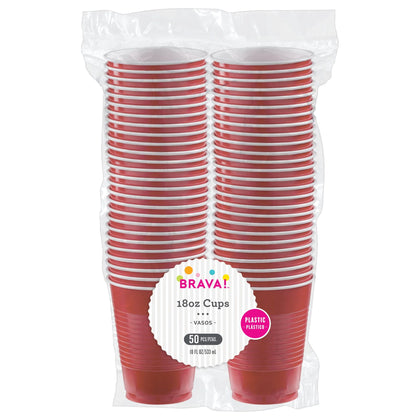 18 oz. Plastic Cups 50ct | Red