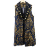 Collar Two Tone Brocade Pirate Vest | Navy & Gold