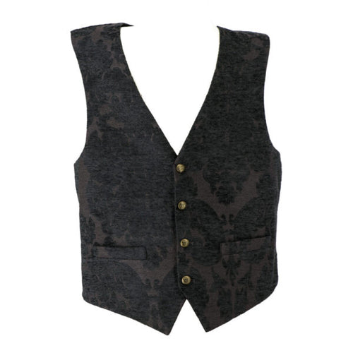 Damask Floral Brocade Vest | Black