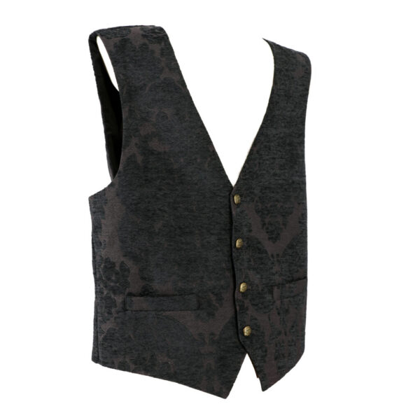 Damask Floral Brocade Vest | Black