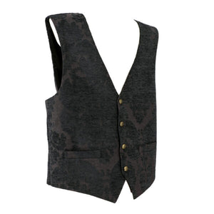 Damask Floral Brocade Vest | Black