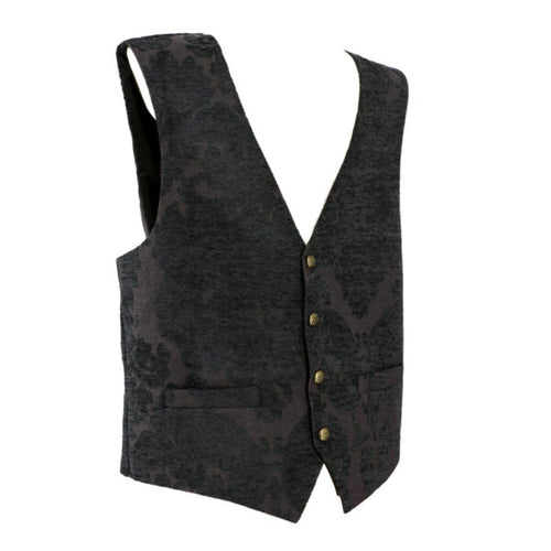 Damask Floral Brocade Vest | Black