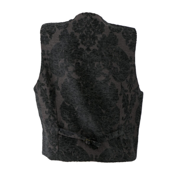 Damask Floral Brocade Vest | Black