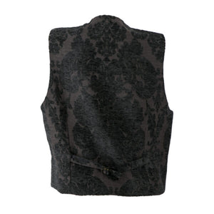 Damask Floral Brocade Vest | Black