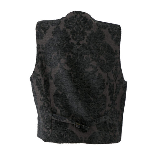 Damask Floral Brocade Vest | Black