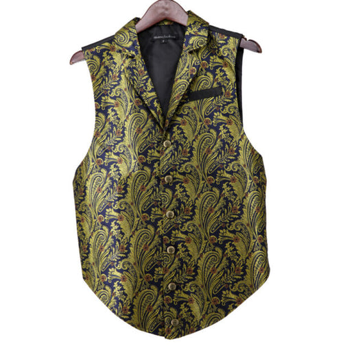 Paisley Jacquard Vest | Blue & Gold