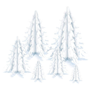 3-D Clear Plastic Winter Pine Tree Centerpieces 6ct