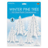 3-D Clear Plastic Winter Pine Tree Centerpieces 6ct