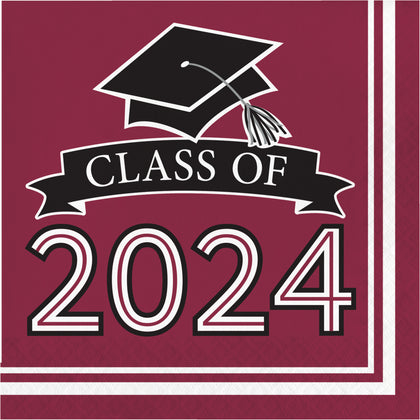2024 Burgundy Grad Napkins 36ct