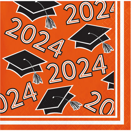 2024 Orange Grad Napkins 36ct