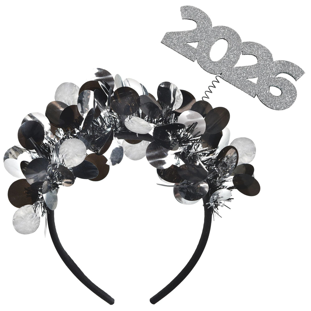 2026 NYE Headband - Black & Silver