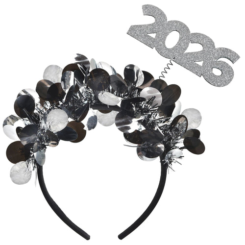 2026 NYE Headband - Black & Silver