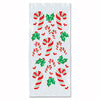 Sheet of Christmas-themed stickers with candy canes and holly leaves on a white background