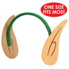 Wooden ears with green headband labeled 'One Size Fits Most' on a white background