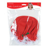 Red Mrs. Claus hat in packaging with a visible brand label.