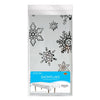 Packaged snowflake tablecloth with decorative snowflakes on a white background