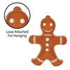 Gingerbread man-shaped balloon with a loop for hanging on a white background