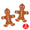 Two gingerbread man-shaped cushions with white icing details on a white background.