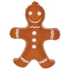 Gingerbread man-shaped balloon with a smiling face on a white background