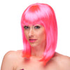 pink shoulder length wig with bangs