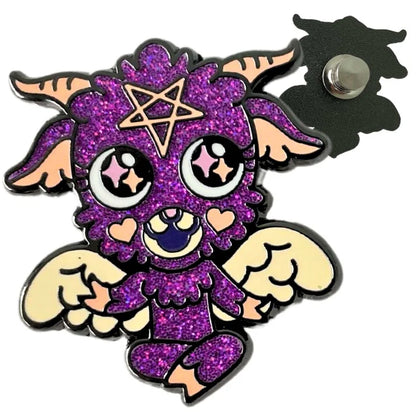 BABY BAPHOMET HARD ENAMEL PIN WITH GLITTER