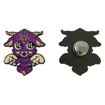 BABY BAPHOMET HARD ENAMEL PIN WITH GLITTER