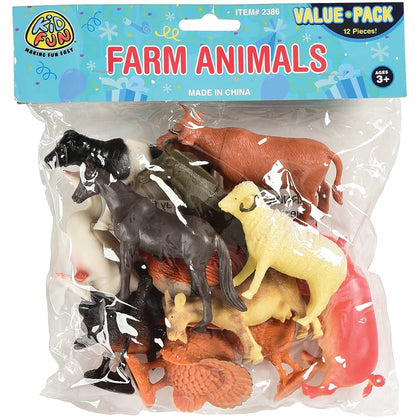 Toy Farm Animals/3 in.-5 in. 12ct