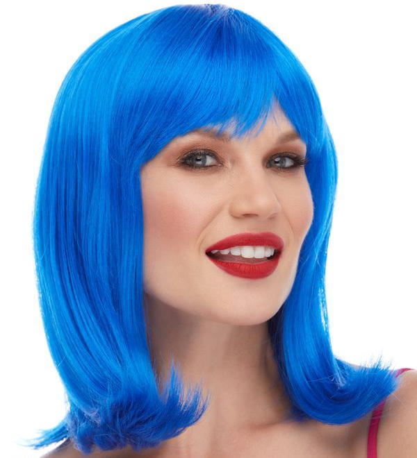 bob like wig with bangs blue