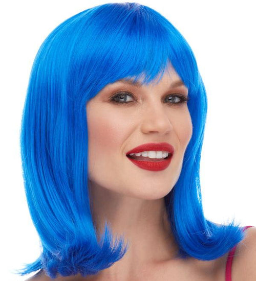 bob like wig with bangs blue