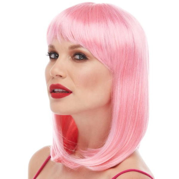bob like wig with bangs pink