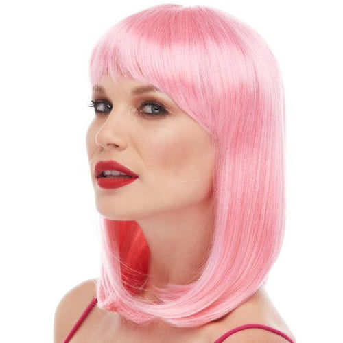 bob like wig with bangs pink