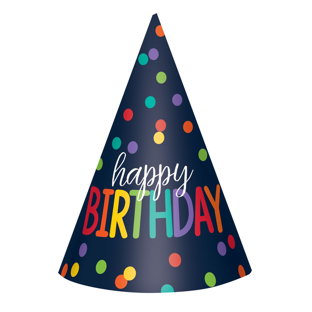 Birthday Accessories Rainbow Paper Cone Party Hat 12ct