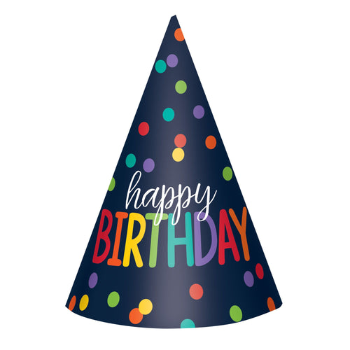 Birthday Accessories Rainbow Paper Cone Party Hat 12ct