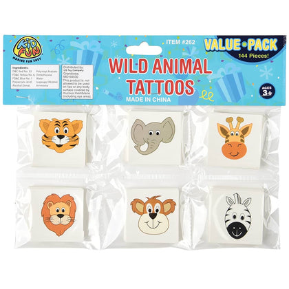 Wild Zoo Animal Temporary Tattoos 144ct