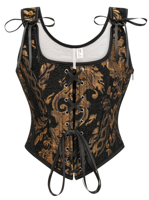 Choli Top Corset – Brocade Gold /Black