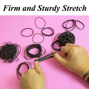 2 Oz./ 56.70 g Assorted Sizes Black Color Rubber Bands