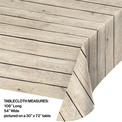 White Wood Grain Plastic Table Cover