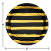 Black Striped Designer 9in Paper Plates 8ct | General Entertaining