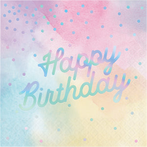 Happy Birthday Iridescent Luncheon Napkins 16ct | General Entertaining