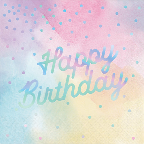 Happy Birthday Iridescent Luncheon Napkins 16ct | General Entertaining