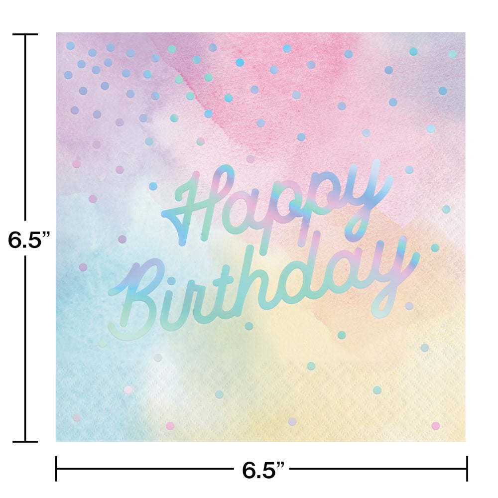 Happy Birthday Iridescent Luncheon Napkins 16ct | General Entertaining